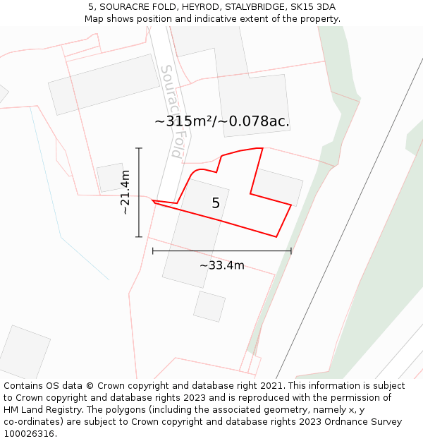 5, SOURACRE FOLD, HEYROD, STALYBRIDGE, SK15 3DA: Plot and title map