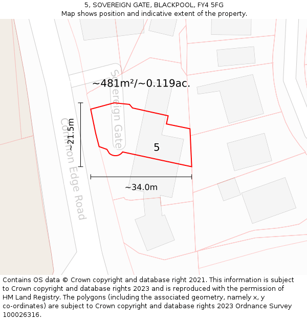 5, SOVEREIGN GATE, BLACKPOOL, FY4 5FG: Plot and title map