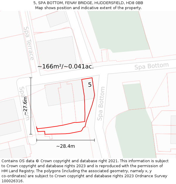 5, SPA BOTTOM, FENAY BRIDGE, HUDDERSFIELD, HD8 0BB: Plot and title map