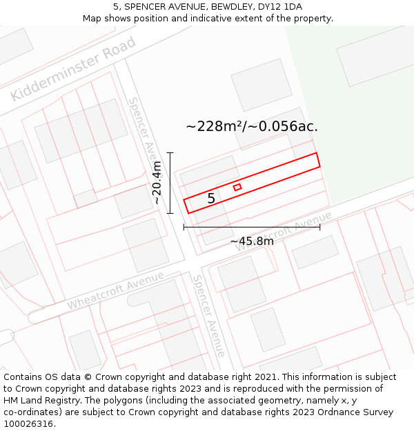 5, SPENCER AVENUE, BEWDLEY, DY12 1DA: Plot and title map