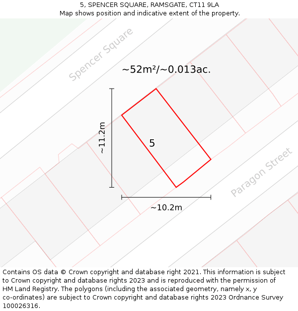 5, SPENCER SQUARE, RAMSGATE, CT11 9LA: Plot and title map