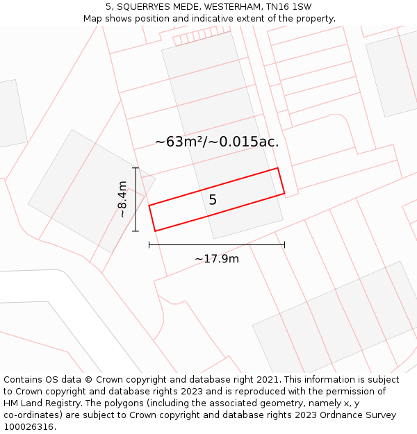 5, SQUERRYES MEDE, WESTERHAM, TN16 1SW: Plot and title map
