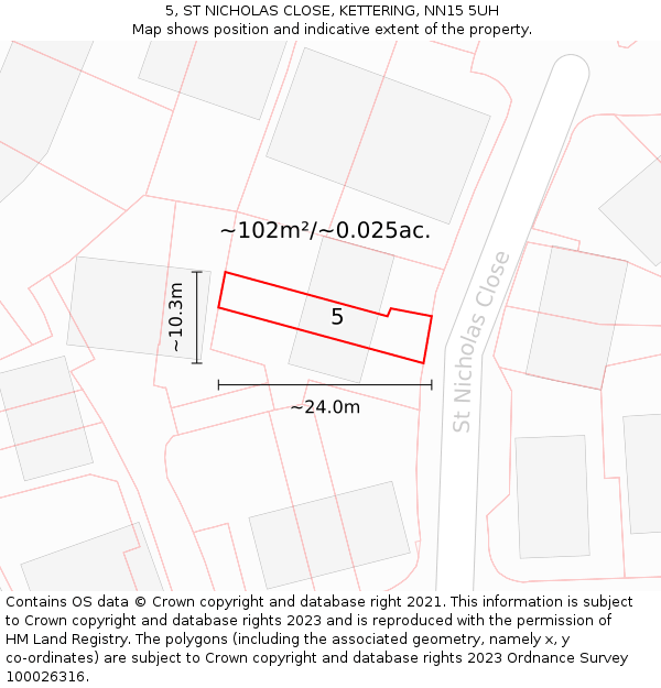 5, ST NICHOLAS CLOSE, KETTERING, NN15 5UH: Plot and title map