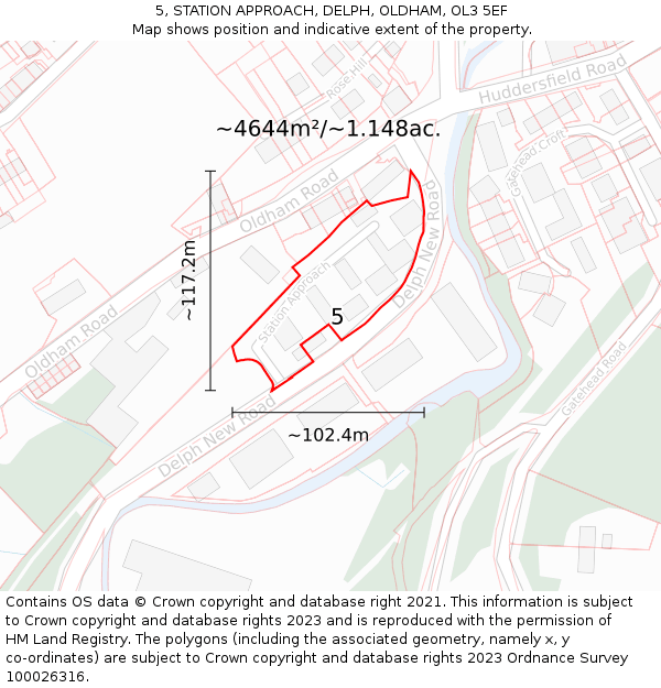 5, STATION APPROACH, DELPH, OLDHAM, OL3 5EF: Plot and title map