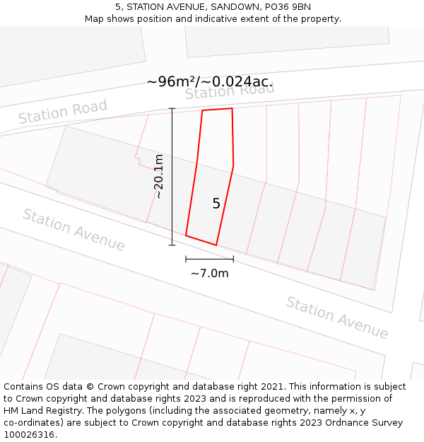 5, STATION AVENUE, SANDOWN, PO36 9BN: Plot and title map