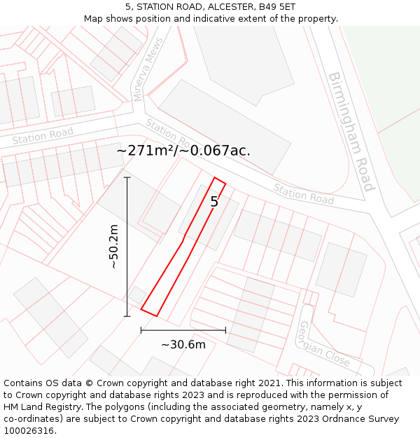 5, STATION ROAD, ALCESTER, B49 5ET: Plot and title map