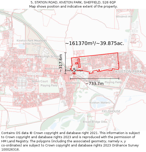 5, STATION ROAD, KIVETON PARK, SHEFFIELD, S26 6QP: Plot and title map