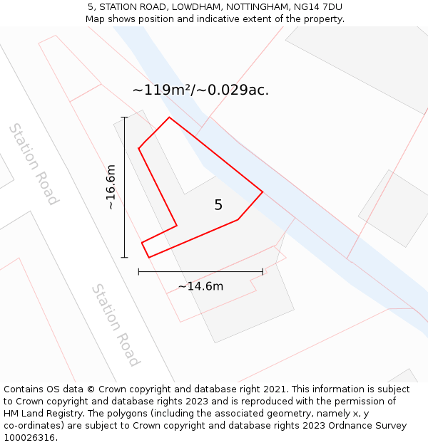 5, STATION ROAD, LOWDHAM, NOTTINGHAM, NG14 7DU: Plot and title map