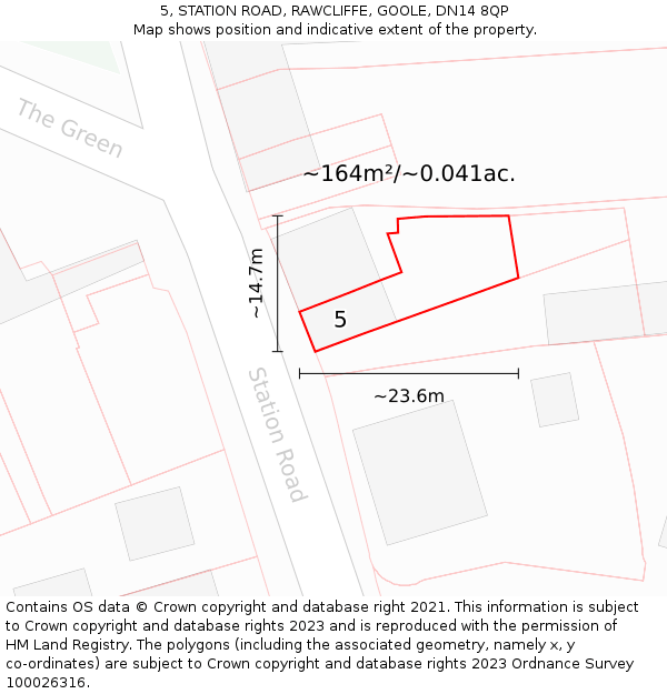 5, STATION ROAD, RAWCLIFFE, GOOLE, DN14 8QP: Plot and title map
