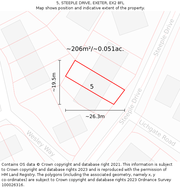 5, STEEPLE DRIVE, EXETER, EX2 8FL: Plot and title map
