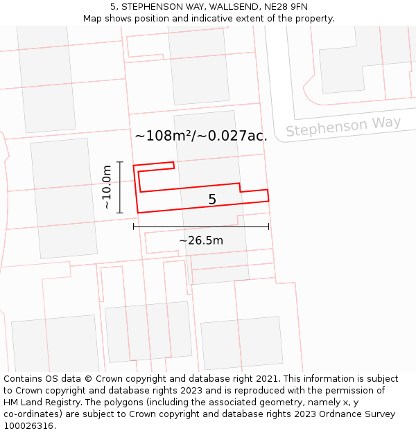 5, STEPHENSON WAY, WALLSEND, NE28 9FN: Plot and title map
