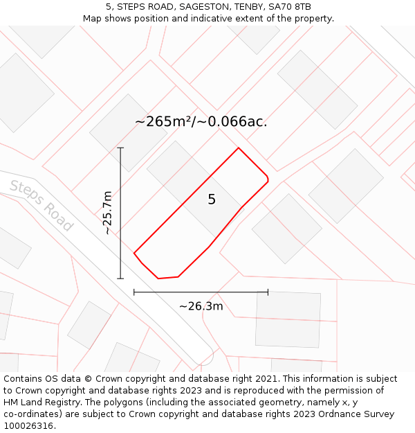 5, STEPS ROAD, SAGESTON, TENBY, SA70 8TB: Plot and title map