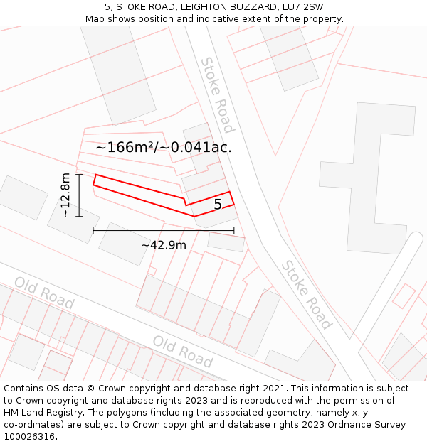 5, STOKE ROAD, LEIGHTON BUZZARD, LU7 2SW: Plot and title map