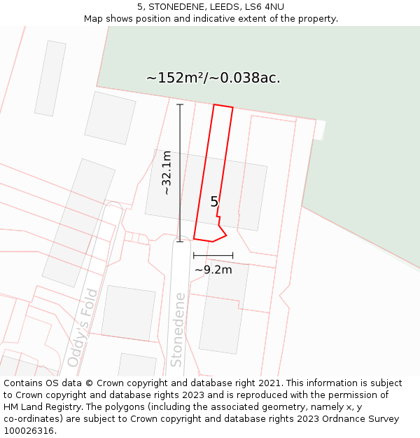 5, STONEDENE, LEEDS, LS6 4NU: Plot and title map