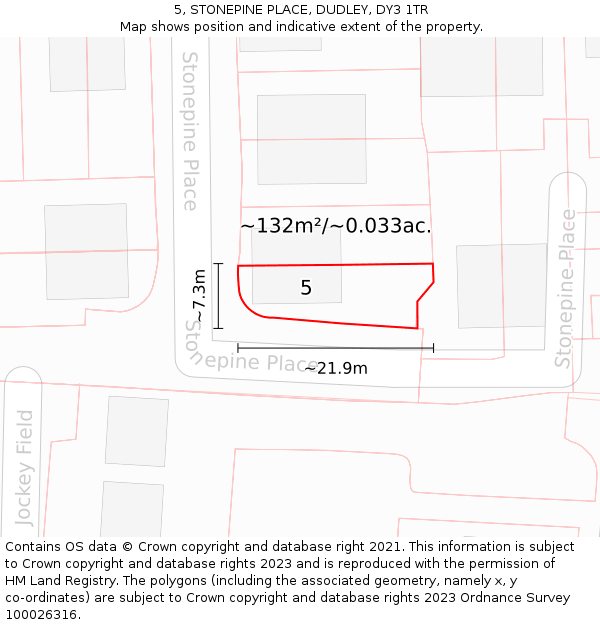 5, STONEPINE PLACE, DUDLEY, DY3 1TR: Plot and title map
