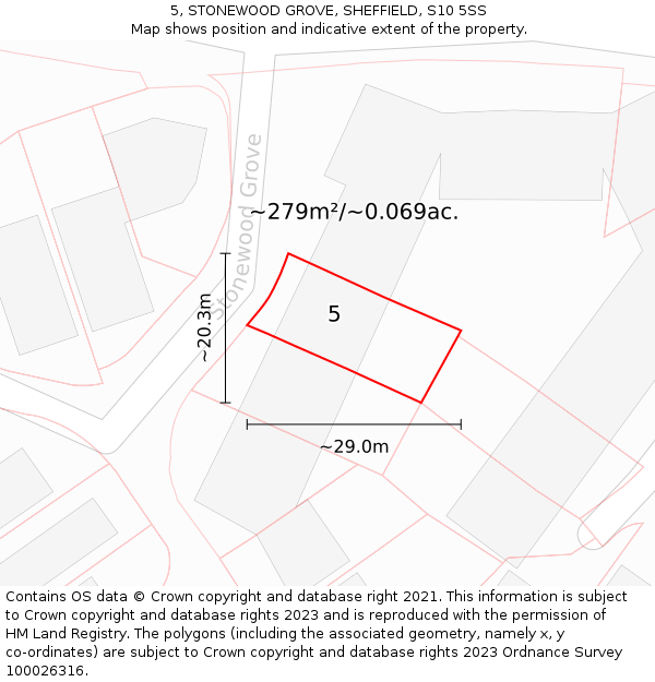 5, STONEWOOD GROVE, SHEFFIELD, S10 5SS: Plot and title map