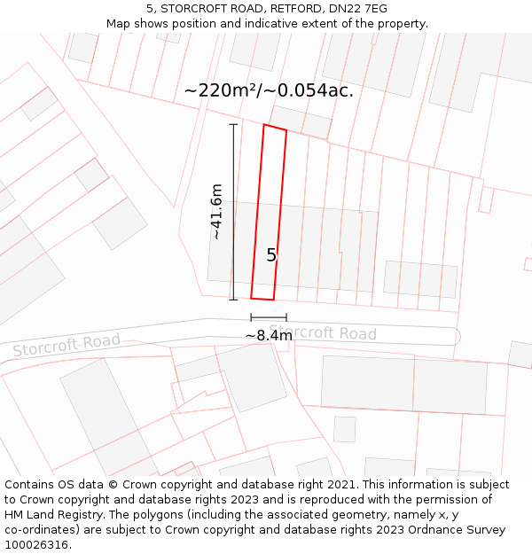 5, STORCROFT ROAD, RETFORD, DN22 7EG: Plot and title map