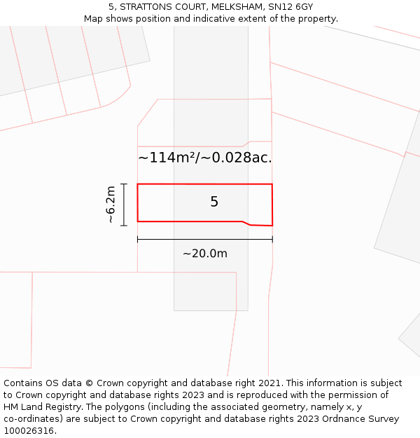 5, STRATTONS COURT, MELKSHAM, SN12 6GY: Plot and title map