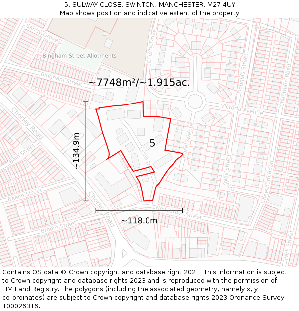 5, SULWAY CLOSE, SWINTON, MANCHESTER, M27 4UY: Plot and title map