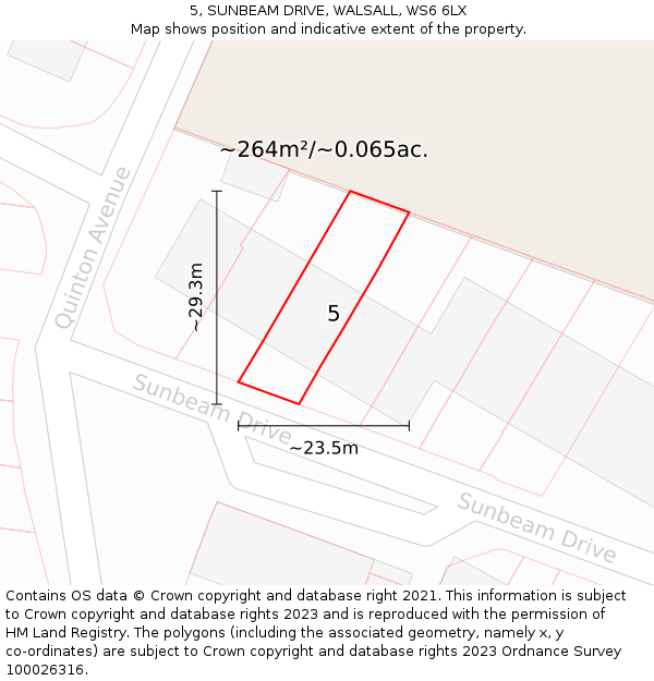 5, SUNBEAM DRIVE, WALSALL, WS6 6LX: Plot and title map