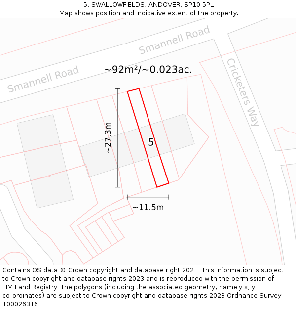 5, SWALLOWFIELDS, ANDOVER, SP10 5PL: Plot and title map