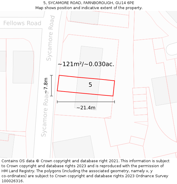 5, SYCAMORE ROAD, FARNBOROUGH, GU14 6PE: Plot and title map