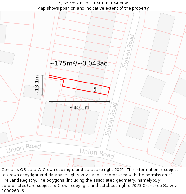 5, SYLVAN ROAD, EXETER, EX4 6EW: Plot and title map