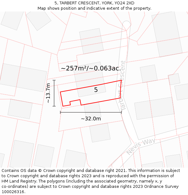 5, TARBERT CRESCENT, YORK, YO24 2XD: Plot and title map