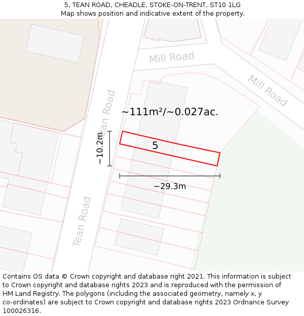 5, TEAN ROAD, CHEADLE, STOKE-ON-TRENT, ST10 1LG: Plot and title map