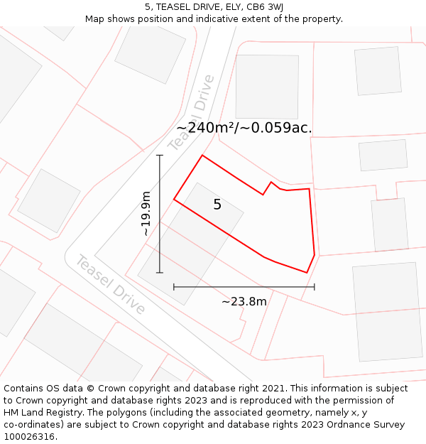 5, TEASEL DRIVE, ELY, CB6 3WJ: Plot and title map