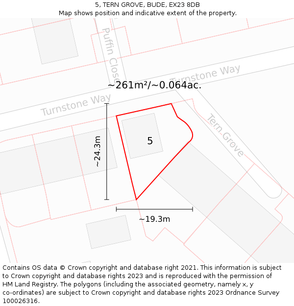 5, TERN GROVE, BUDE, EX23 8DB: Plot and title map