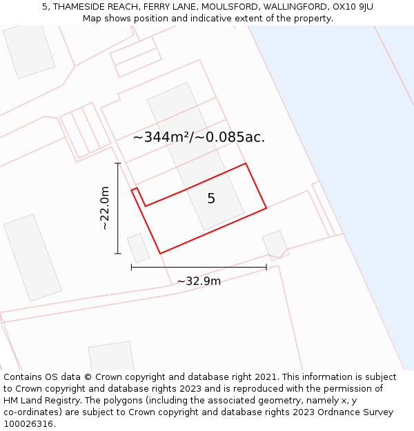 5, THAMESIDE REACH, FERRY LANE, MOULSFORD, WALLINGFORD, OX10 9JU: Plot and title map