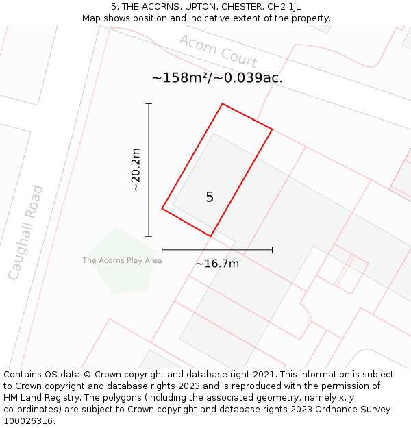 5, THE ACORNS, UPTON, CHESTER, CH2 1JL: Plot and title map