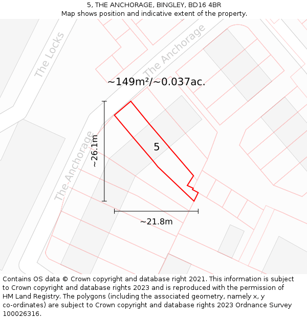 5, THE ANCHORAGE, BINGLEY, BD16 4BR: Plot and title map