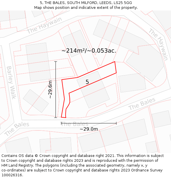 5, THE BALES, SOUTH MILFORD, LEEDS, LS25 5GG: Plot and title map
