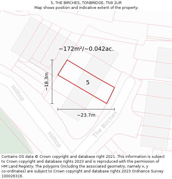 5, THE BIRCHES, TONBRIDGE, TN9 2UR: Plot and title map