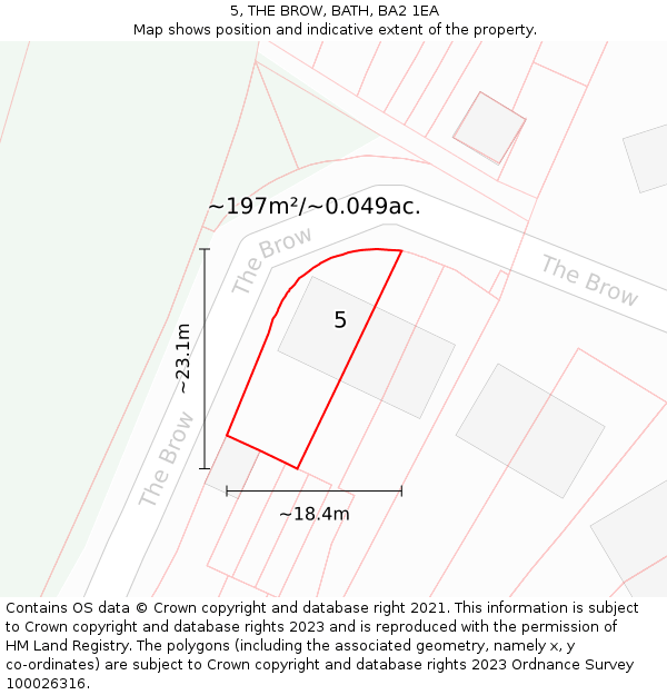 5, THE BROW, BATH, BA2 1EA: Plot and title map