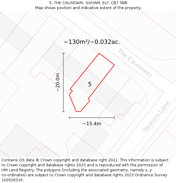 5, THE CAUSEWAY, SOHAM, ELY, CB7 5BB: Plot and title map