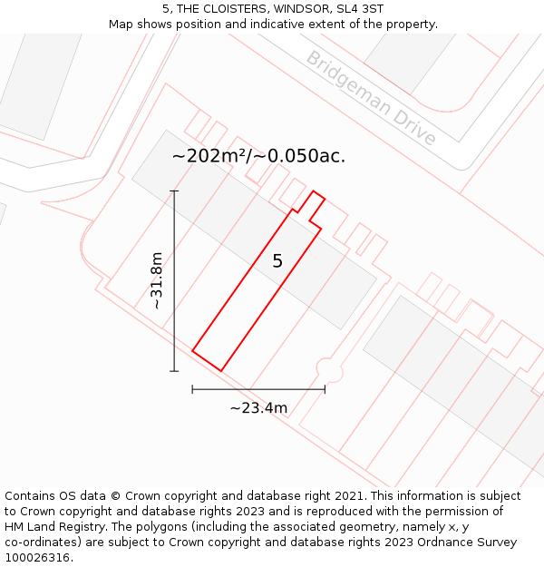 5, THE CLOISTERS, WINDSOR, SL4 3ST: Plot and title map