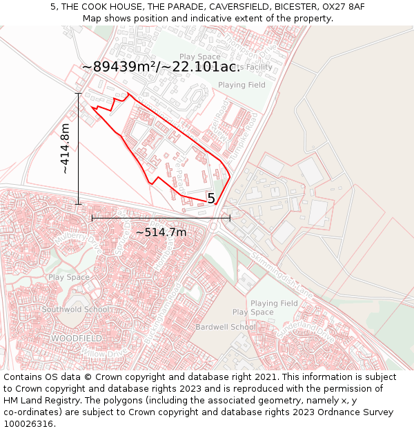 5, THE COOK HOUSE, THE PARADE, CAVERSFIELD, BICESTER, OX27 8AF: Plot and title map