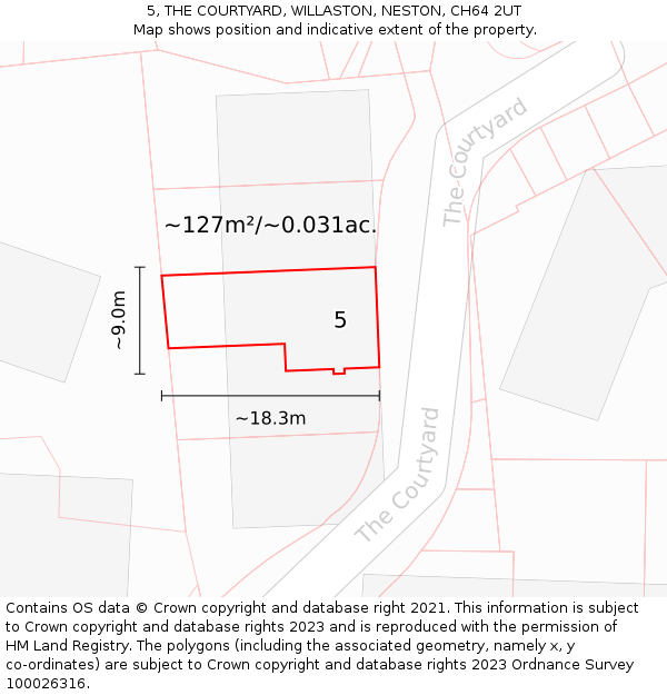 5, THE COURTYARD, WILLASTON, NESTON, CH64 2UT: Plot and title map