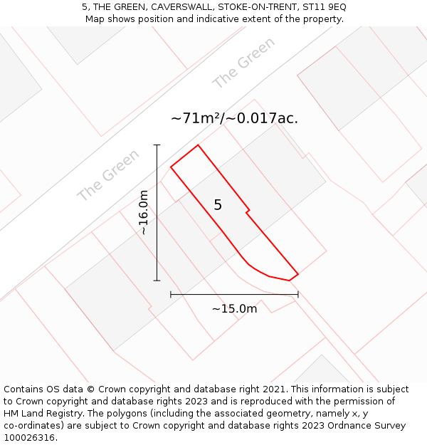 5, THE GREEN, CAVERSWALL, STOKE-ON-TRENT, ST11 9EQ: Plot and title map