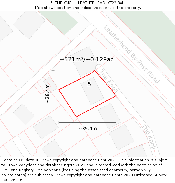 5, THE KNOLL, LEATHERHEAD, KT22 8XH: Plot and title map