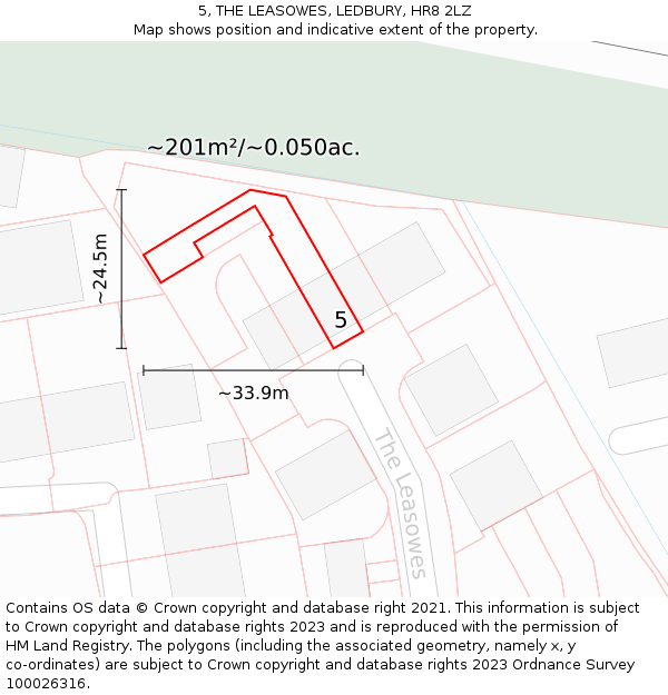 5, THE LEASOWES, LEDBURY, HR8 2LZ: Plot and title map