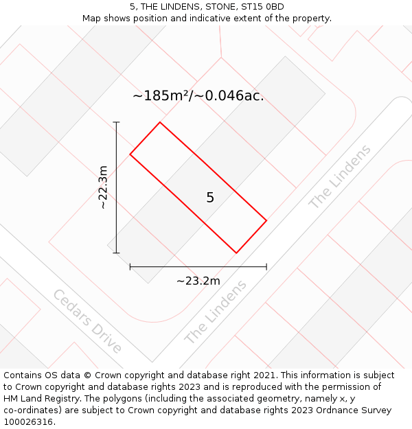 5, THE LINDENS, STONE, ST15 0BD: Plot and title map
