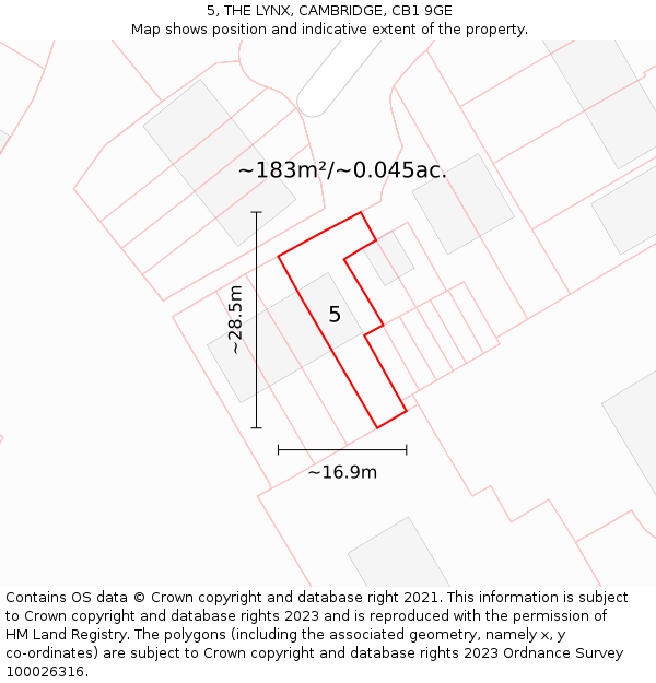 5, THE LYNX, CAMBRIDGE, CB1 9GE: Plot and title map