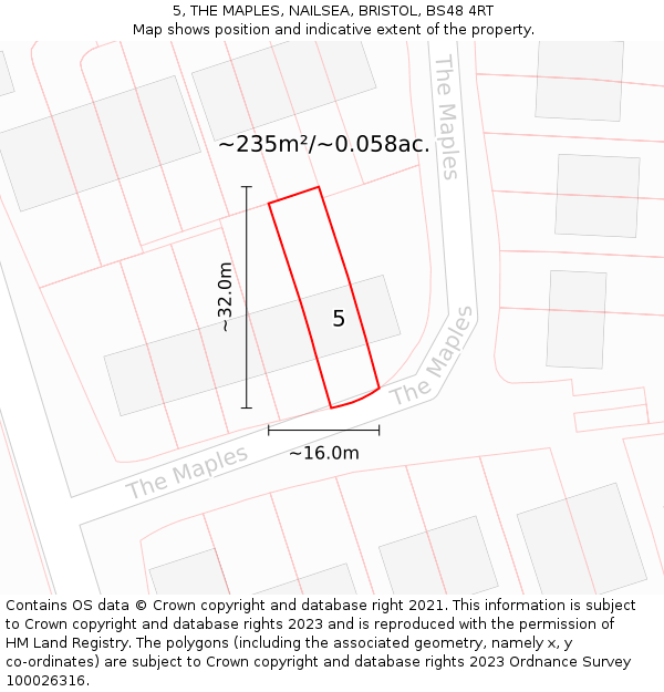5, THE MAPLES, NAILSEA, BRISTOL, BS48 4RT: Plot and title map