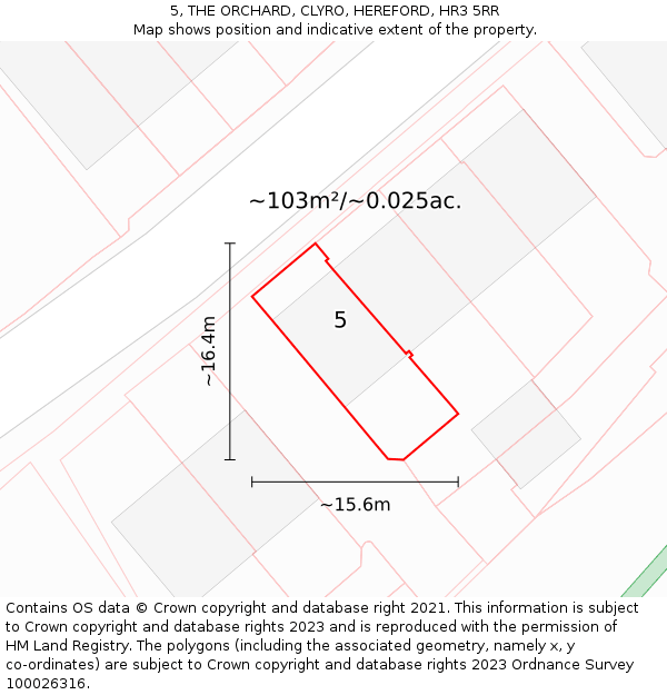 5, THE ORCHARD, CLYRO, HEREFORD, HR3 5RR: Plot and title map