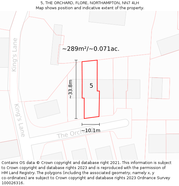 5, THE ORCHARD, FLORE, NORTHAMPTON, NN7 4LH: Plot and title map