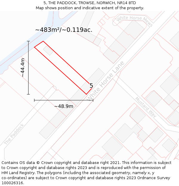 5, THE PADDOCK, TROWSE, NORWICH, NR14 8TD: Plot and title map